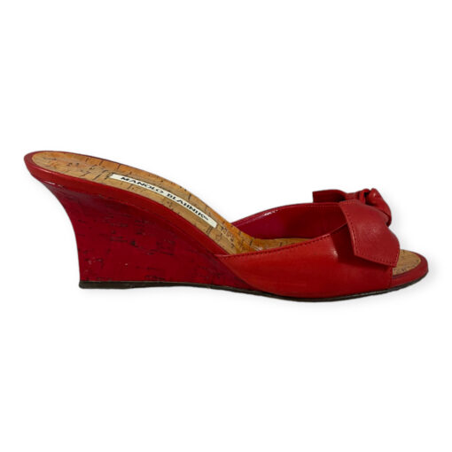 Manolo Blahnik Bow Wedge Sandals in Red 36 2