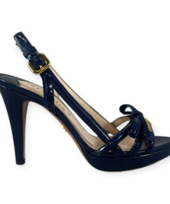 Prada Patent Bow Sandals in Blue 37.5 7