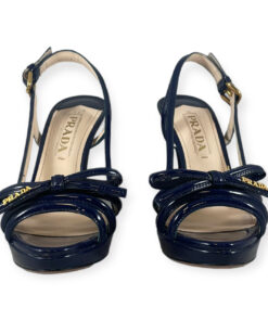 Prada Patent Bow Sandals in Blue 37.5 8