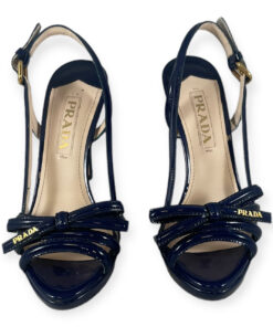 Prada Patent Bow Sandals in Blue 37.5 9