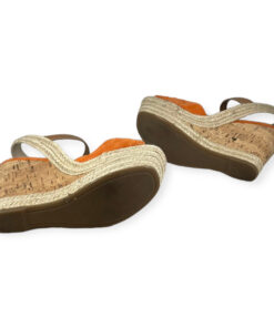 Prada Suede Cork Wedge Sandals in Orange 35.5 13