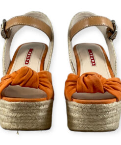 Prada Suede Cork Wedge Sandals in Orange 35.5 10