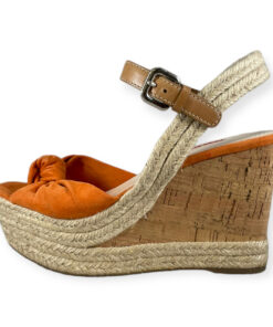 Prada Suede Cork Wedge Sandals in Orange 35.5 8