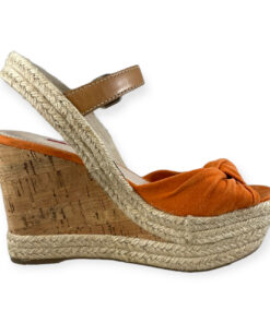 Prada Suede Cork Wedge Sandals in Orange 35.5 9