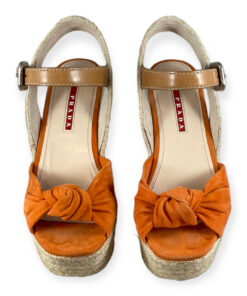 Prada Suede Cork Wedge Sandals in Orange 35.5 11