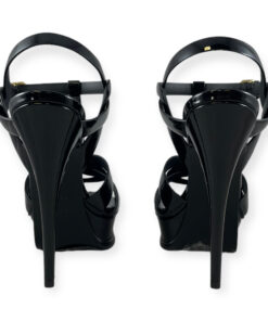 Saint Laurent Patent Tribute Sandals in Black 38 11