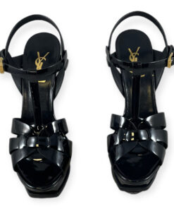 Saint Laurent Patent Tribute Sandals in Black 38 10