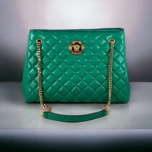 Versace Medusa Quilted Tote in Green
