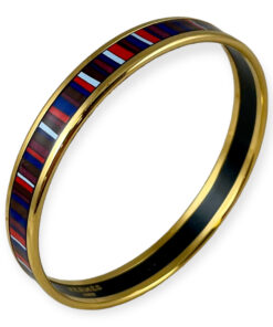 Hermes Multicolor Stripe Enamel Bangle Bracelet 9