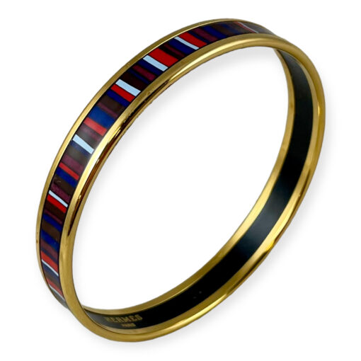 Hermes Multicolor Stripe Enamel Bangle Bracelet 3