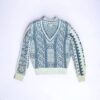 Size 34 | Chanel Cashmere Cable Sweater in Blue & Ivory