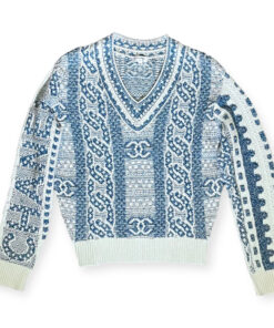Chanel Cashmere Cable Sweater in Blue 14