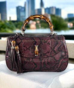 Gucci Bamboo Python Top Handle Bag in Wineberry