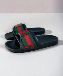 Size 36 | Gucci Web Bow Slide Sandals in Black