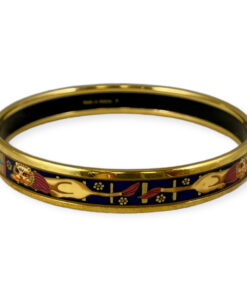 Hermes Lion Enamel Bangle Bracelet in Multicolor & Gold 14