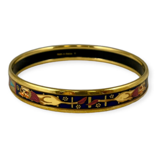 Hermes Lion Enamel Bangle Bracelet in Multicolor & Gold 6