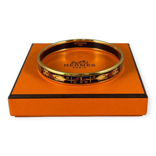Hermes Lion Enamel Bangle Bracelet in Multicolor & Gold 2