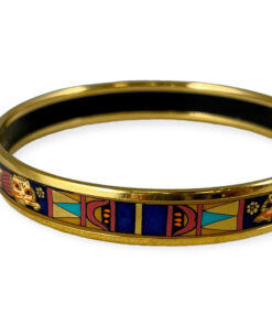 Hermes Lion Enamel Bangle Bracelet in Multicolor & Gold 13