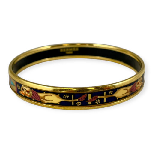 Hermes Lion Enamel Bangle Bracelet in Multicolor & Gold 4