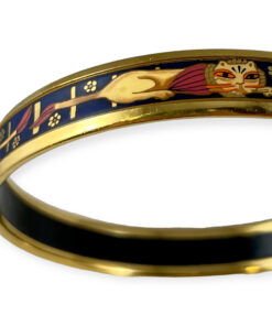 Hermes Lion Enamel Bangle Bracelet in Multicolor & Gold 11