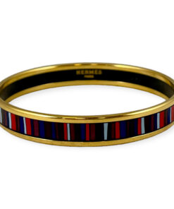 Hermes Multicolor Stripe Enamel Bangle Bracelet 8