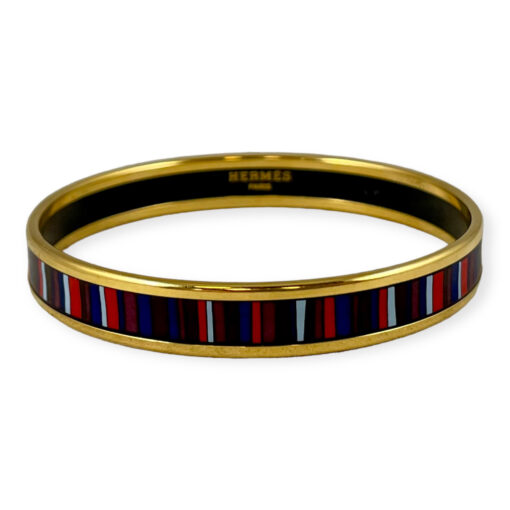 Hermes Multicolor Stripe Enamel Bangle Bracelet 2