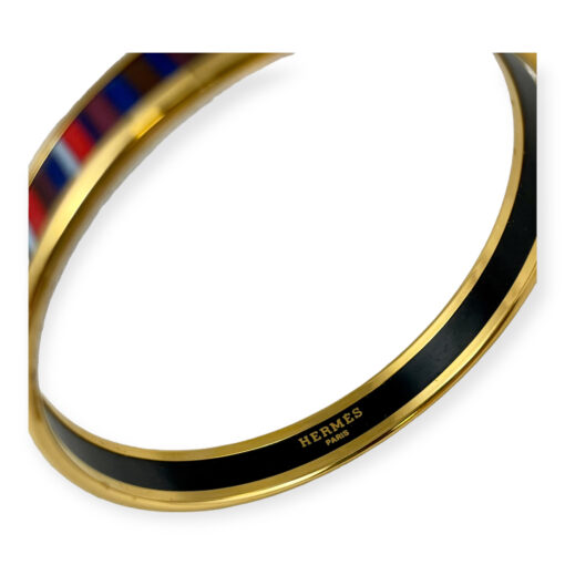 Hermes Multicolor Stripe Enamel Bangle Bracelet 6