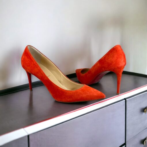 Size 40.5 | Christian Louboutin Kate Suede Pumps in Mango