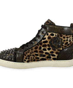 Christian Louboutin Lou Spikes Sneakers in Brown 40.5 7