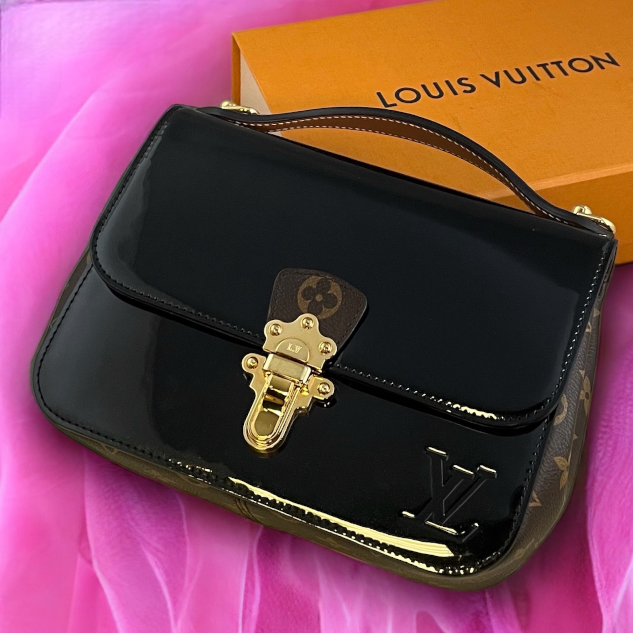 Louis Vuitton - Cherrywood BB Smooth Patent Leather Monogram Top