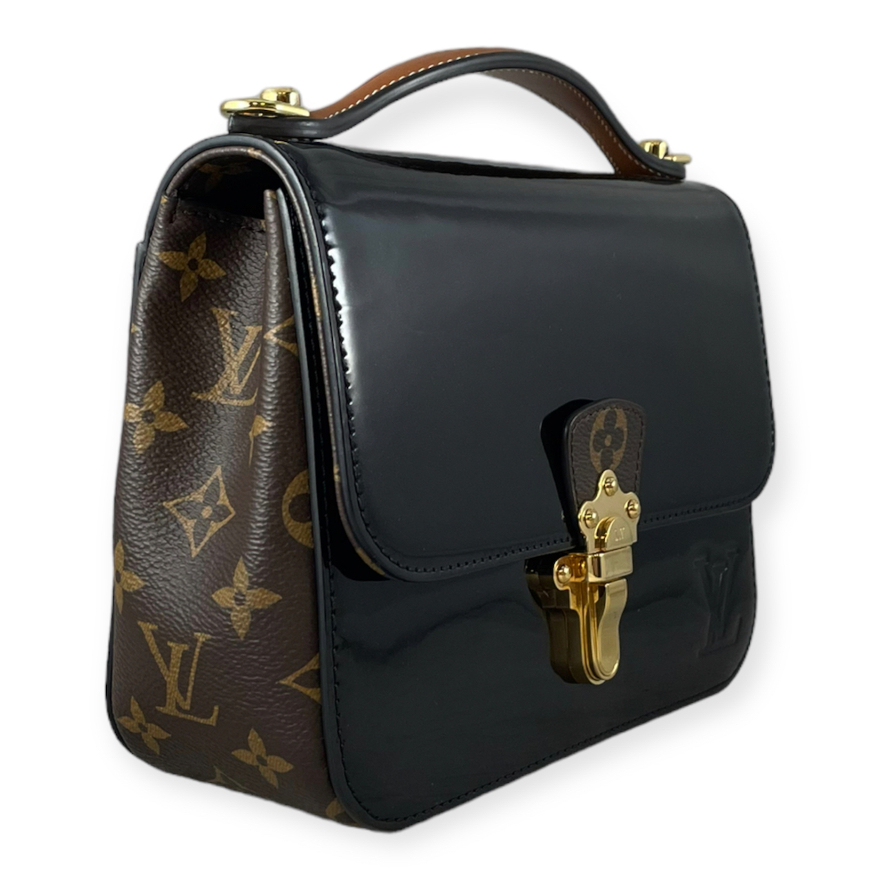Louis Vuitton - Cherrywood BB Smooth Patent Leather Monogram Top Handle