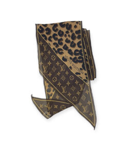 Louis Vuitton Silk Animal Print Scarf in Brown 4