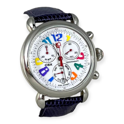 Michele Carousel Watch in Silver & Purple 10