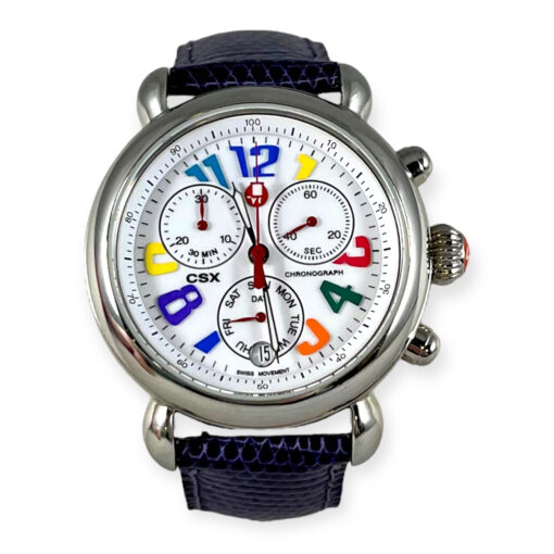 Michele Carousel Watch in Silver & Purple 1