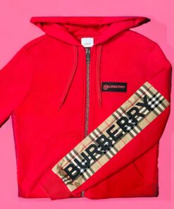 Size Small | Burberry Check Hoodie in Red