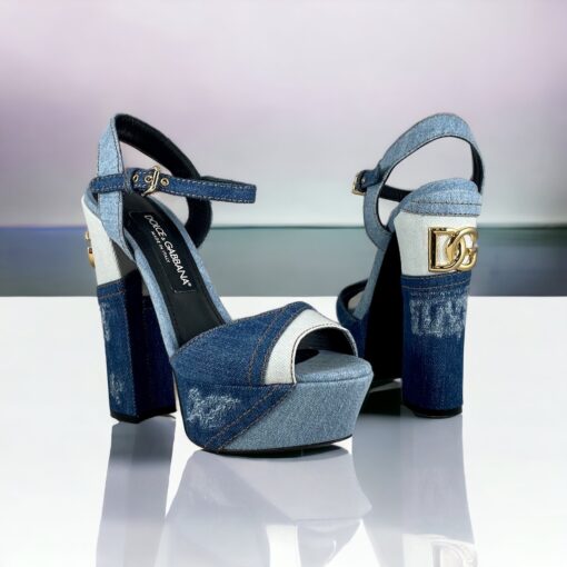 Dolce Gabbana Denim Platform Sandals in Blue 38.5 1
