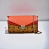 MCM Tracy Visetos Crossbody Bag in Coral & Red