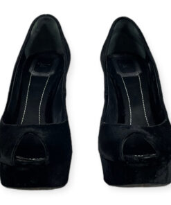 Dior Velvet Peep Toe Pumps in Black 38 9