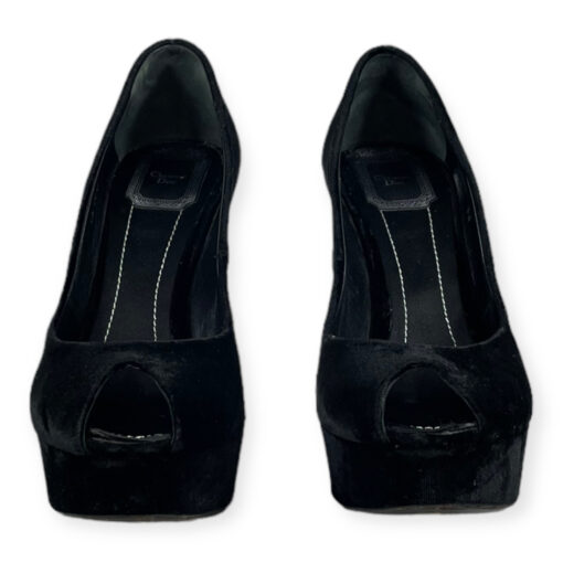 Dior Velvet Peep Toe Pumps in Black 38 3