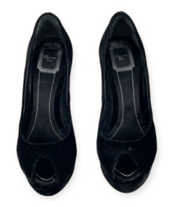 Dior Velvet Peep Toe Pumps in Black 38 10