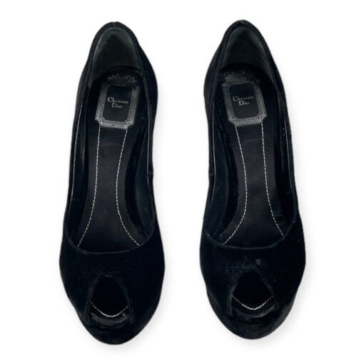 Dior Velvet Peep Toe Pumps in Black 38 4