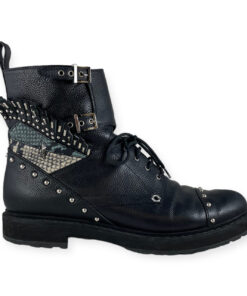 Fendi Embellished Combat Boots in Black 40 8
