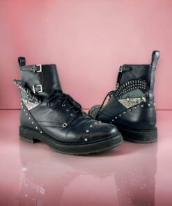 Size 40 | Fendi Embellished Combat Boots in Black