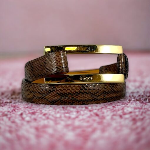 Size Small | Gucci Snakeskin Belt in Brown