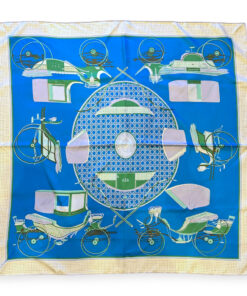 Hermes Les Voitures A Transformation Scarf in Turquoise 6