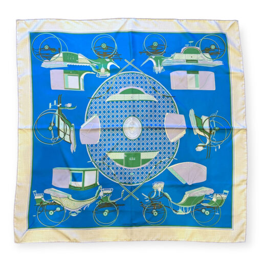 Hermes Les Voitures A Transformation Scarf in Turquoise 1