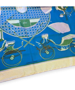 Hermes Les Voitures A Transformation Scarf in Turquoise 7