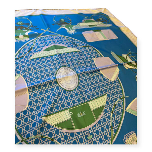 Hermes Les Voitures A Transformation Scarf in Turquoise 3