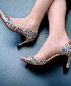 Pre-owned Follies Strass Black Glitter Heels