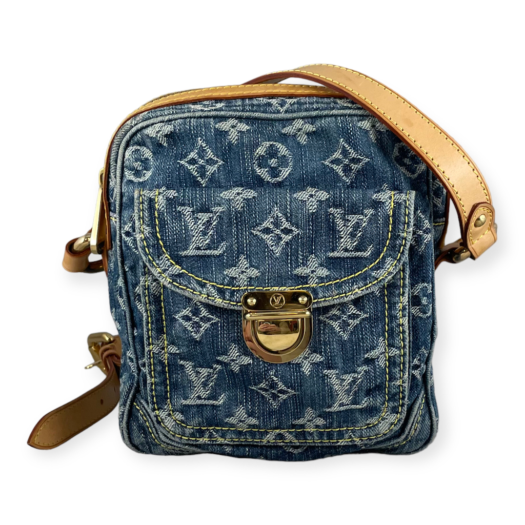 Louis Vuitton Denim Crossbody Camera Bag in Blue | MTYCI